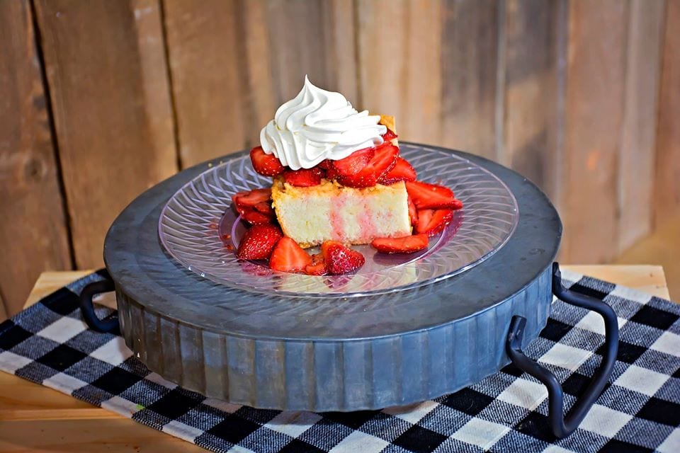 Strawberry shortcake on a tray