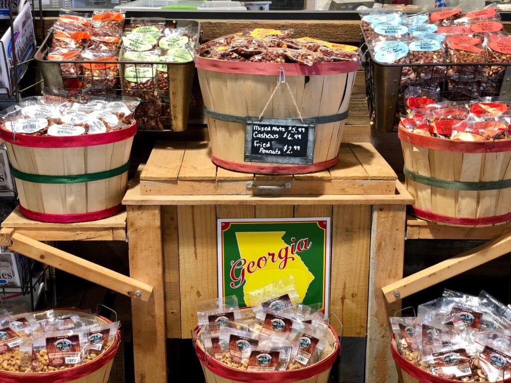 Baskets of treats in a local goods market